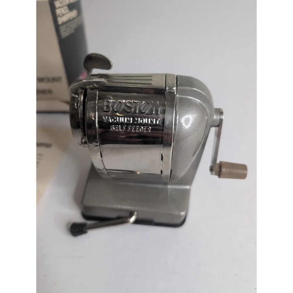 Vintage Hunt Boston Vacuum Mount Pencil Sharpener SF1068 Self-feeder W Manual